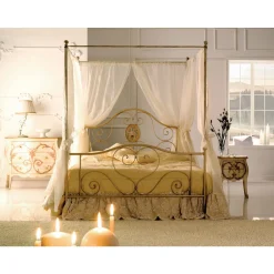 Viadurini Night Design Schmiedeeisen Doppelbetten-Doppelbett mit passendem Fußteil aus Eisenrohr, hergestellt in Italien – schick