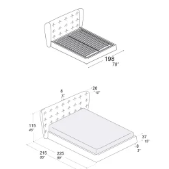 Viadurini Night Design Polsterbetten-Doppelbett mit Polsterung aus Polyurethanschaum Made in Italy - Capriccio