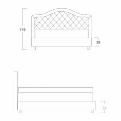Bolzan Letti Maßgeschneiderte Möbel|Polsterbetten-Doppelbett ohne Box, klassisches Design, Capri von Bolzan