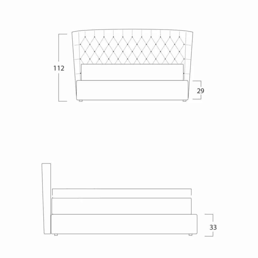 Bolzan Letti Maßgeschneiderte Möbel|Polsterbetten-Doppelbett ohne Box, zeitgemäßes Design, Selene by Bolzan