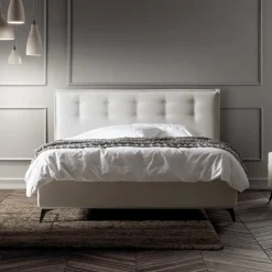 Viadurini Night Design Polsterbetten-Doppelbett 160x190 aus Stoff mit Kopfteil mit Knöpfen Made in Italy - Dreams