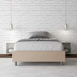 Viadurini Night Design Polsterbetten 120X190-Doppelbett 140x200 cm mit Kunstleder bezogen Made in Italy - Atleta