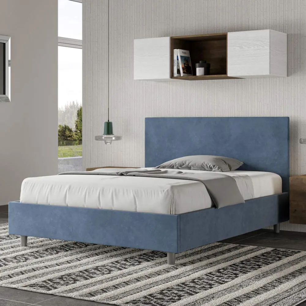 Viadurini Night Design Polsterbetten 120X190-Doppelbett 140x200 cm mit Mikrofaser-Kopfteil Made in Italy - Pallone