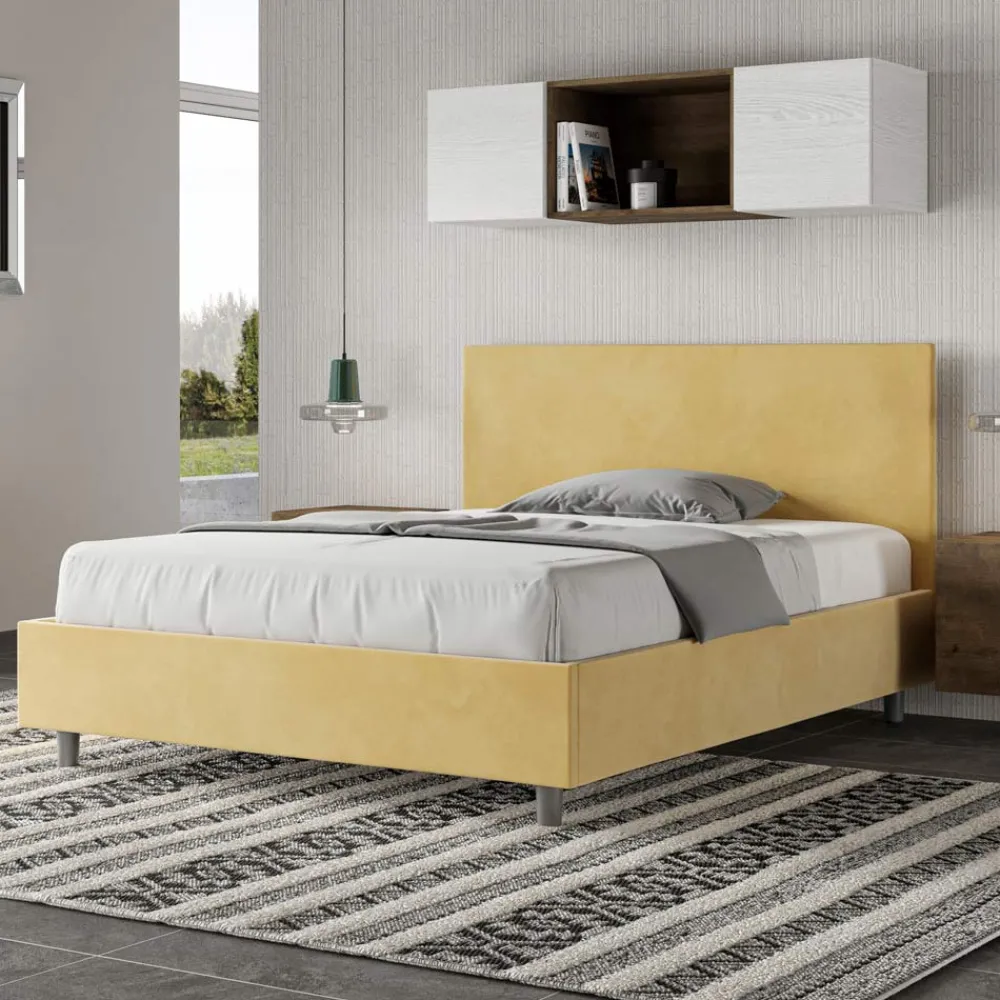 Viadurini Night Design Polsterbetten 120X190-Doppelbett 140x200 cm mit Mikrofaser-Kopfteil Made in Italy - Pallone