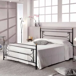 Viadurini Night Design Maßgeschneiderte Möbel|Schmiedeeisen Doppelbetten-Doppelbett 160x190 cm Schmiedeeisen handgefertigt Evelyn Made in Italy