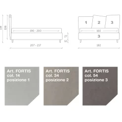 Viadurini Night Design Polsterbetten-Doppelbett 160x190 mit 3 asymmetrischen schrägen Paneelen - Margen