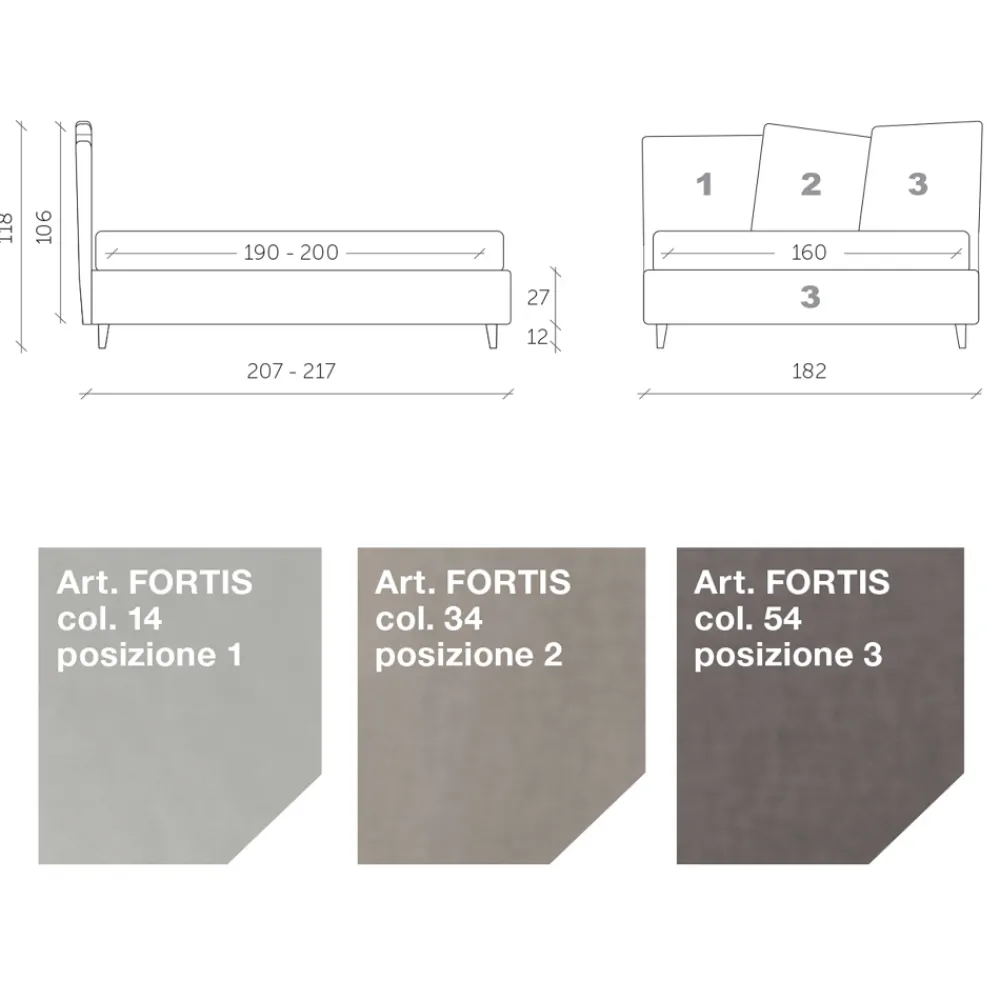 Viadurini Night Design Polsterbetten-Doppelbett 160x190 mit 3 asymmetrischen schrägen Paneelen - Margen