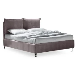 Viadurini Night Design Polsterbetten-Doppelbett 160x190 mit 2 weichen Kissen mit Volants - Ernesta