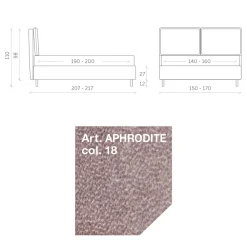 Viadurini Night Design Polsterbetten-Doppelbett 160x190 mit 2 weichen Kissen mit Volants - Ernesta