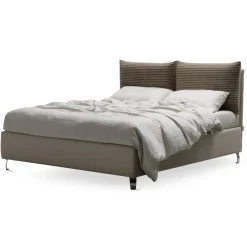 Viadurini Night Design Polsterbetten-Doppelbett 160x190 mit 2 weichen Kissen im Kopfteil - Tramonti