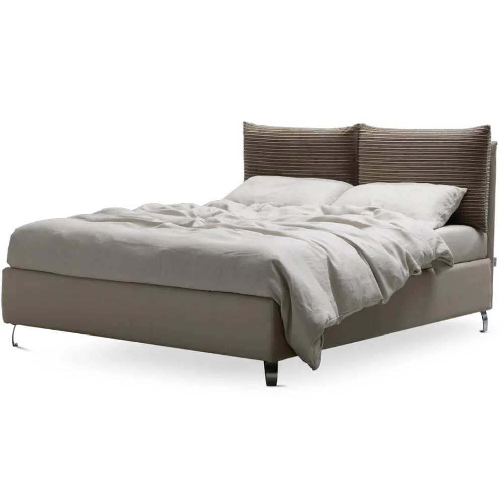 Viadurini Night Design Polsterbetten-Doppelbett 160x190 mit 2 weichen Kissen im Kopfteil - Tramonti