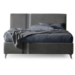 Viadurini Night Design Polsterbetten-Doppelbett 160x190 mit 2 zweifarbigen vertikalen und parallelen Streifen - Paolo