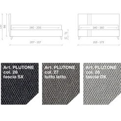 Viadurini Night Design Polsterbetten-Doppelbett 160x190 mit 2 zweifarbigen vertikalen und parallelen Streifen - Paolo