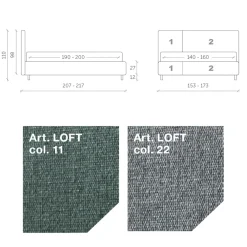 Viadurini Night Design Polsterbetten-Doppelbett 160x190 mit asymmetrischem zweifarbigem Finish - Jasmine