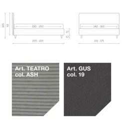 Viadurini Night Design Polsterbetten-Doppelbett 160x190 mit bezogenem Kordelzug Made in Italy - Charme