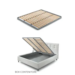 Viadurini Night Design Polsterbetten-Doppelbett 160x190 mit bezogenem Kordelzug Made in Italy - Charme