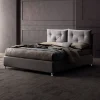 Viadurini Night Design Polsterbetten-Doppelbett 160x190 mit dekorativen Knöpfen in den Kissen - Strahlen
