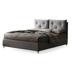 Viadurini Night Design Polsterbetten-Doppelbett 160x190 mit dekorativen Knöpfen in den Kissen - Strahlen