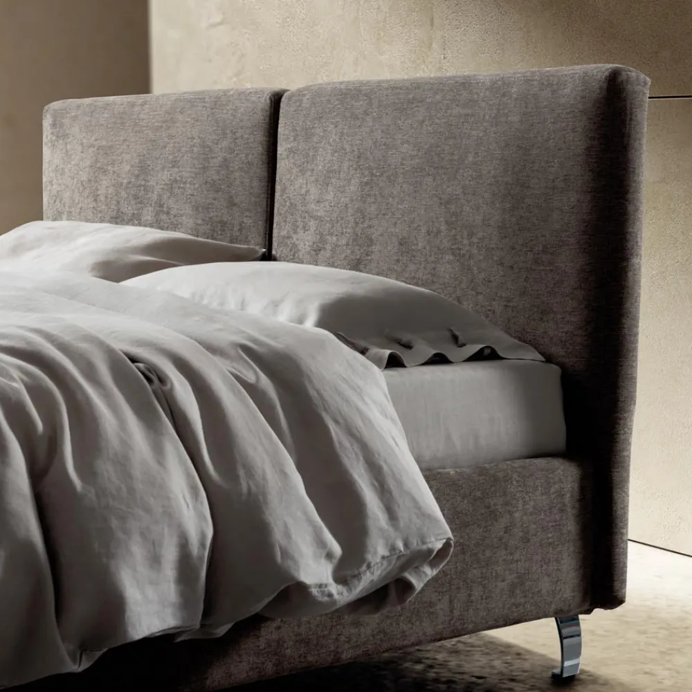 Viadurini Night Design Polsterbetten-Doppelbett 160x190 mit einteiligem Kopfteil, geteilt in 2 Teile - Ernesto