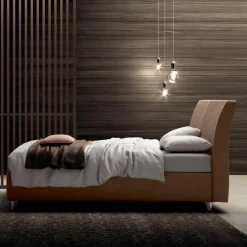 Viadurini Night Design Polsterbetten-Doppelbett 160x190 mit gebogenem Kopfteil und großer Dicke - Magie