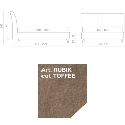 Viadurini Night Design Polsterbetten-Doppelbett 160x190 mit gebogenem Kopfteil und großer Dicke - Magie