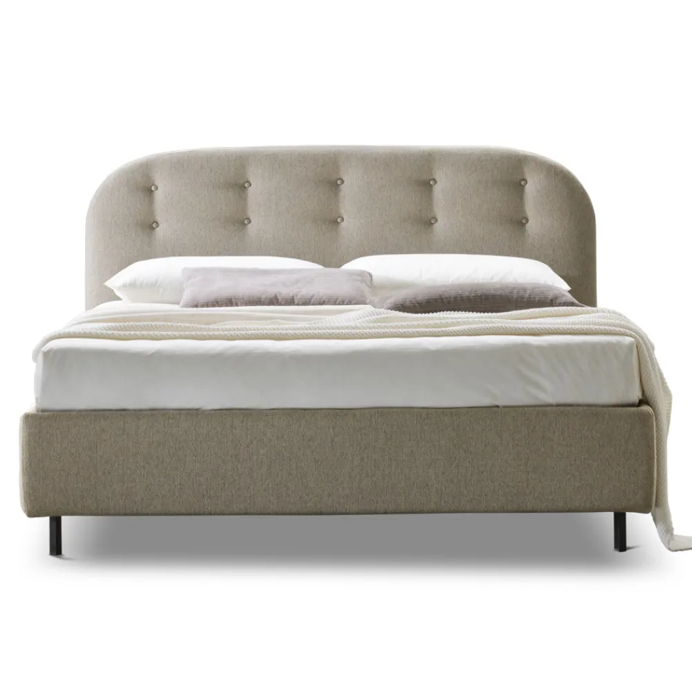 Viadurini Night Design Polsterbetten-Doppelbett 160x190 mit geschwungenen Linien und Knöpfen Made in Italy - Oriente