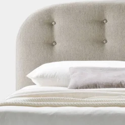 Viadurini Night Design Polsterbetten-Doppelbett 160x190 mit geschwungenen Linien und Knöpfen Made in Italy - Oriente