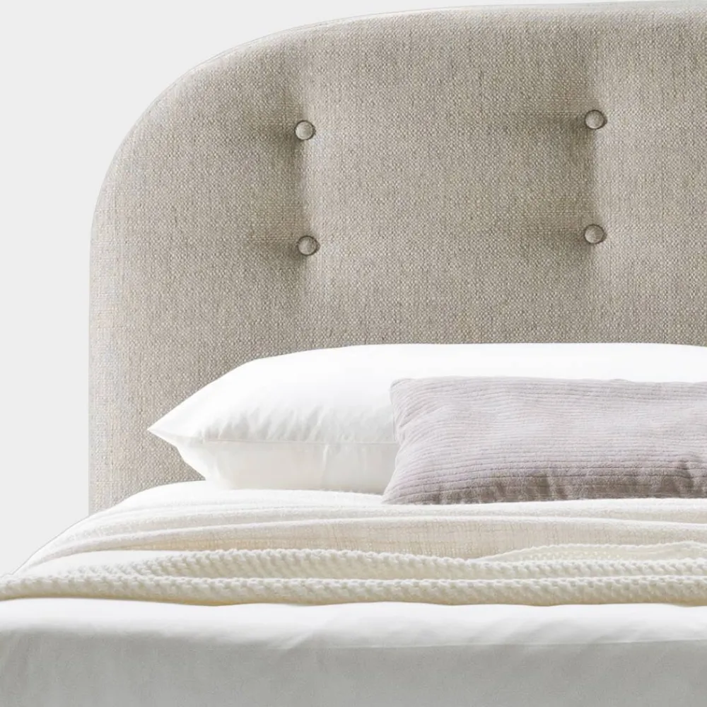 Viadurini Night Design Polsterbetten-Doppelbett 160x190 mit geschwungenen Linien und Knöpfen Made in Italy - Oriente