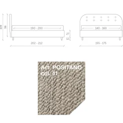 Viadurini Night Design Polsterbetten-Doppelbett 160x190 mit geschwungenen Linien und Knöpfen Made in Italy - Oriente