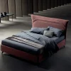 Viadurini Night Design Polsterbetten-Doppelbett 160x190 mit geschwungenen Linien und doppeltem Steppband - Gioie