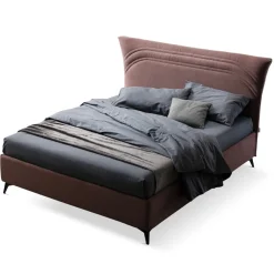 Viadurini Night Design Polsterbetten-Doppelbett 160x190 mit geschwungenen Linien und doppeltem Steppband - Gioie