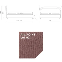 Viadurini Night Design Polsterbetten-Doppelbett 160x190 mit geschwungenen Linien und doppeltem Steppband - Gioie