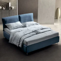 Viadurini Night Design Polsterbetten-Doppelbett 160x190 mit Kissen, die das gesamte Kopfteil umhüllen - Charme