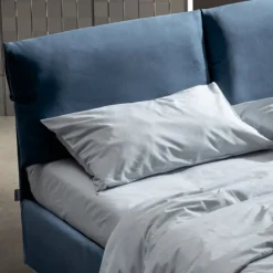 Viadurini Night Design Polsterbetten-Doppelbett 160x190 mit Kissen, die das gesamte Kopfteil umhüllen - Charme