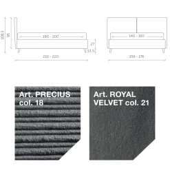 Viadurini Night Design Polsterbetten-Doppelbett 160x190 mit kissenförmiger Polsterung - Brezze