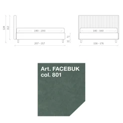 Viadurini Night Design Polsterbetten-Doppelbett 160x190 mit mehrstreifen-Schmalbandsteppung - Meduse