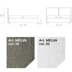 Viadurini Night Design Polsterbetten-Doppelbett 160x190 mit mittig geteiltem Kopfteil Made in Italy - Celesti