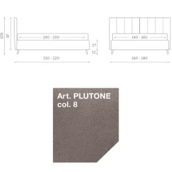 Viadurini Night Design Polsterbetten-Doppelbett 160x190 mit Polsterung mit vertikalen Ripsprofilen - Nices