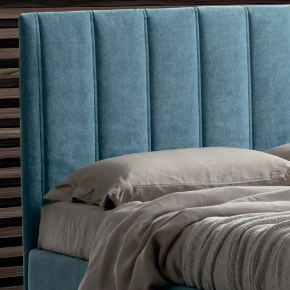 Viadurini Night Design Polsterbetten-Doppelbett 160x190 mit Steppung mit breiten vertikalen Streifen - Refuge