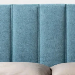 Viadurini Night Design Polsterbetten-Doppelbett 160x190 mit Steppung mit breiten vertikalen Streifen - Refuge