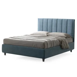 Viadurini Night Design Polsterbetten-Doppelbett 160x190 mit Steppung mit breiten vertikalen Streifen - Refuge