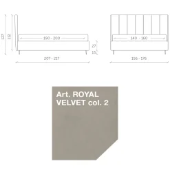 Viadurini Night Design Polsterbetten-Doppelbett 160x190 mit Steppung mit breiten vertikalen Streifen - Magan