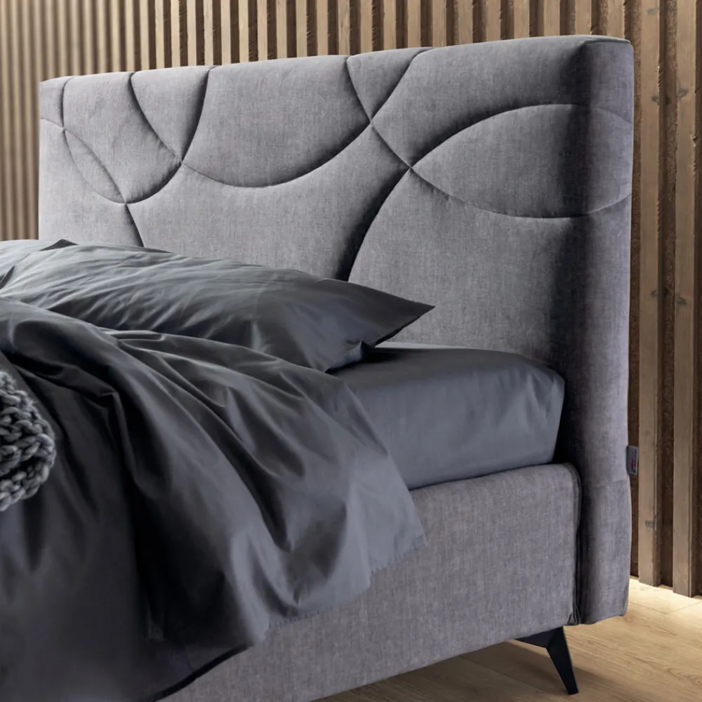 Viadurini Night Design Polsterbetten-Doppelbett 160x190 mit Steppung aus Querbögen - Sonnenblume