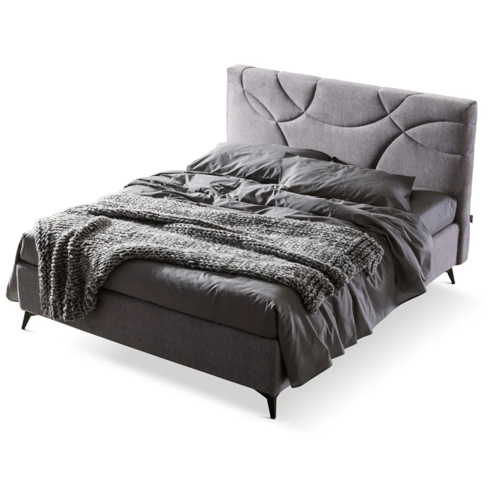 Viadurini Night Design Polsterbetten-Doppelbett 160x190 mit Steppung aus Querbögen - Sonnenblume