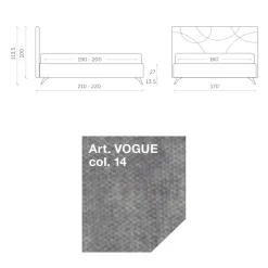 Viadurini Night Design Polsterbetten-Doppelbett 160x190 mit Steppung aus Querbögen - Sonnenblume