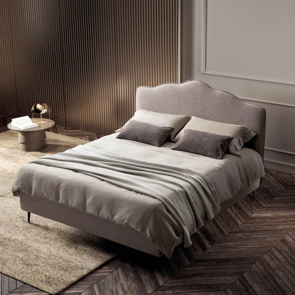 Viadurini Night Design Polsterbetten-Doppelbett 160x190 mit umlaufendem Rüschenkopfteil Made in Italy - Rest