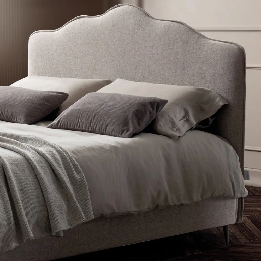 Viadurini Night Design Polsterbetten-Doppelbett 160x190 mit umlaufendem Rüschenkopfteil Made in Italy - Rest