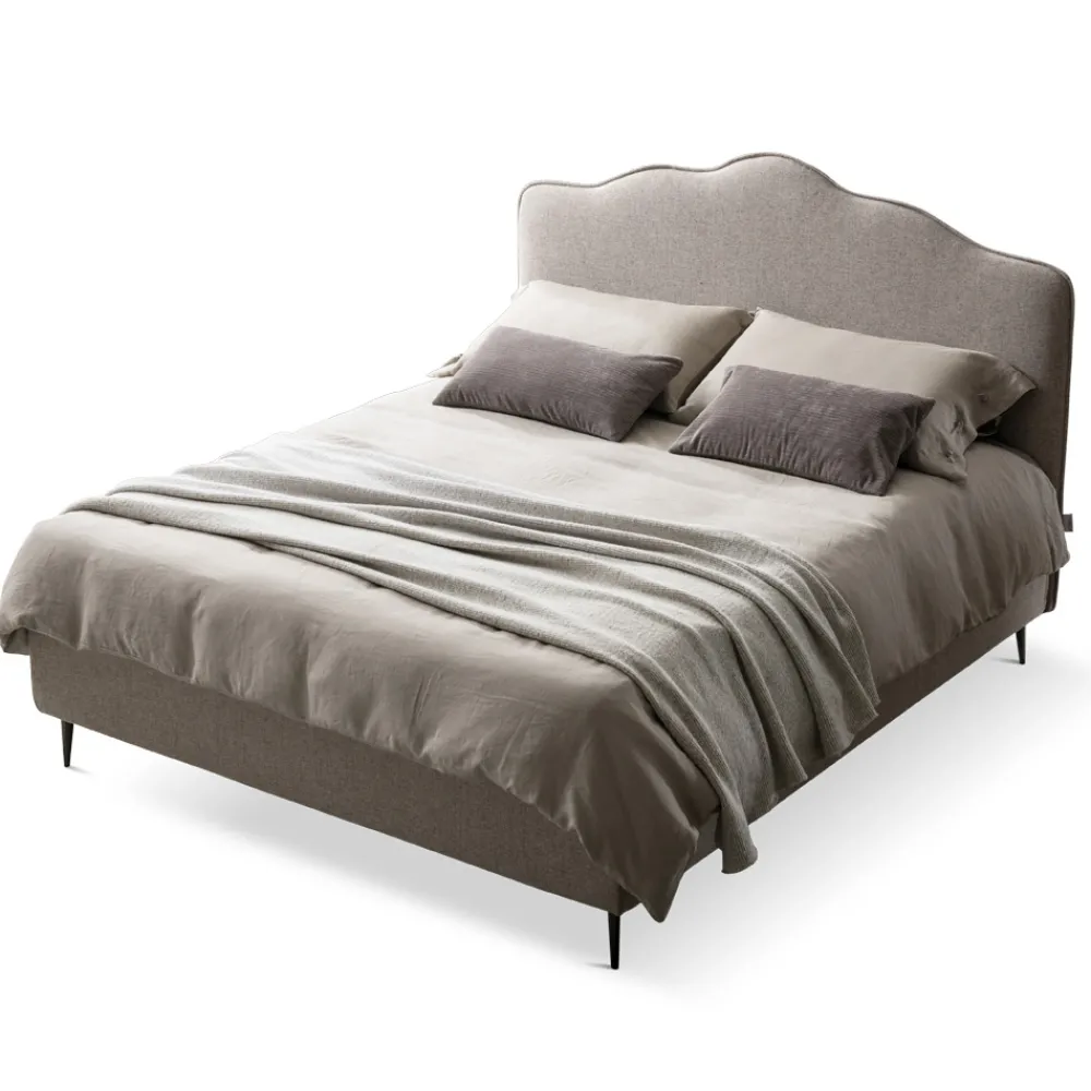 Viadurini Night Design Polsterbetten-Doppelbett 160x190 mit umlaufendem Rüschenkopfteil Made in Italy - Rest