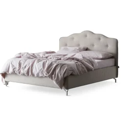 Viadurini Night Design Polsterbetten-Doppelbett 160x190 mit umlaufendem Rüschenkopfteil und Knöpfen - Rest