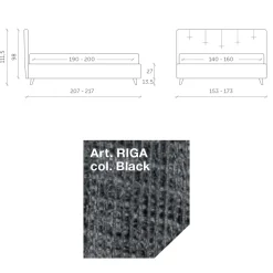 Viadurini Night Design Polsterbetten-Doppelbett 160x190 mit vertikalen geprägten Kordeln - Maske